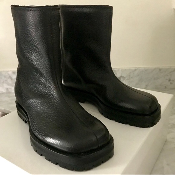 Maison Martin Margiela Shoes - Maison Margiela Black Leather & Shearling Boots